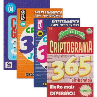 Imagem de Livro de Passatempos 365 Criptograma 4 Vols + 1400 Jogos Cripto Racioc