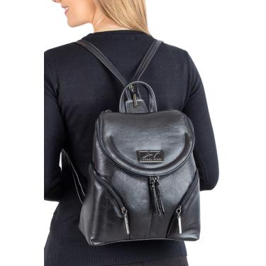 Imagem de Mochila pequena de couro liso grafite Cecília