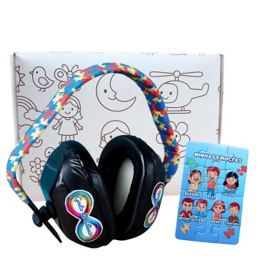 Imagem de Abafador de Barulhos Para Autistas + Caixa Para Colorir e Quebra-cabeça