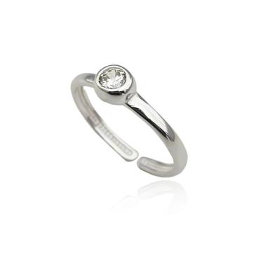 Imagem de Anel Falange Ou Infantil Solitário Delicados Ajustável Prata 925