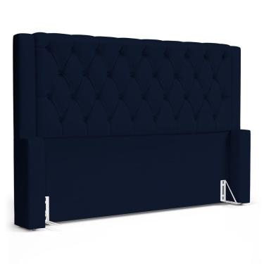 Imagem de Cabeceira Atena Para Cama Box King Size 195cm Capitonê Com Frame Suede Azul Marinho - Desk Design