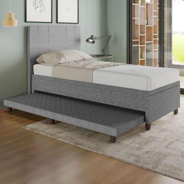 Imagem de Base Box Solteiro Com Cama Auxiliar Com Colchão Conjugado Linho - Skybox Cor Cinza