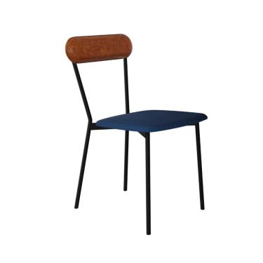 Imagem de Cadeira Vintage Emília Fixa C-4 Pes 450 X 505 X 810 Mm C-1 Un.cy.az.jeans-cn.cml Azul Jeans-cn.caramelo