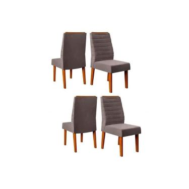 Imagem de Cadeira Sala De Jantar Ondina Kit 4 Un Freijó/veludo Lunar - Dj Móveis