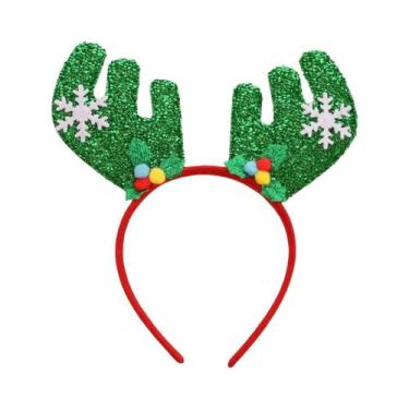 Imagem de Tiara De Natal Com Desenho De Boneco De Neve E Chifres De Rena, Presen