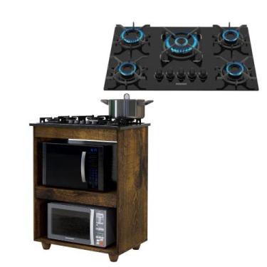 Imagem de Kit Balcão Cooktop Turim com Fogão 5 Bocas Itatiaia Itacook Premium - 