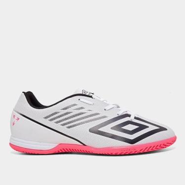 Imagem de Chuteira Futsal Umbro Velocita Decimo Club Unissex, Branco, Preto, 42