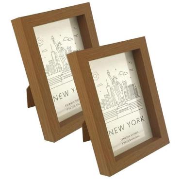 Imagem de Kit 2 Porta Retratos 10X15Cm Borda Caixa Mesa Aparador 6331 - Casa Nuv