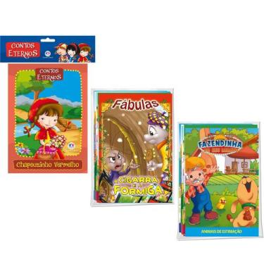 Imagem de Kit 24 Livrinhos Contos Clássicos Fábulas Animais da Fazenda Bibliotec