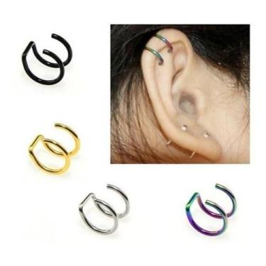 Imagem de Piercing Argola Falso Fake Duplo - Prateado - De Castro Joias