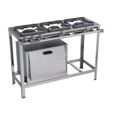 Imagem de Fogão Industrial 3 Bocas 30x30 Forno Inox Top Metalmaq