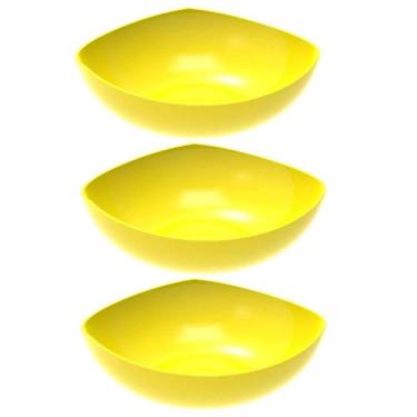 Imagem de Kit 3 Saladeiras Tigela Amarela Trio Plástica Crippa Salada Pipoca Sob