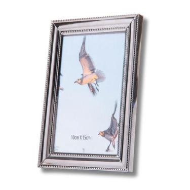 Imagem de Porta-Retrato Foto De Aço Inox Balls Prata De Mesa Com Moldura 10cm x 