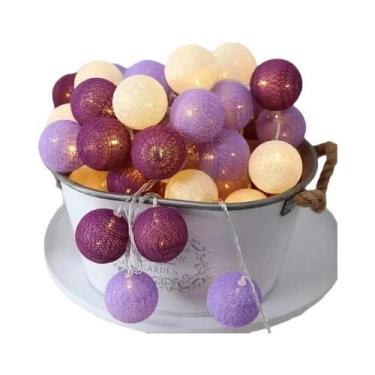 Imagem de Cordão De Luzes De Fada Com 10 Ou 20 LEDs Em Formato De Bola De Algodã