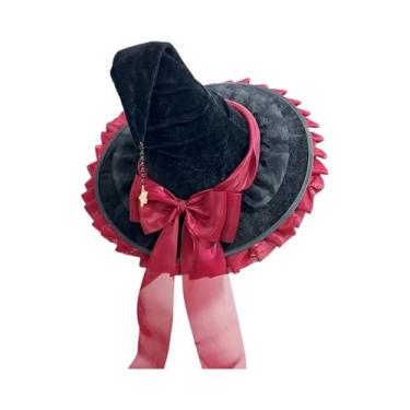 Imagem de Festa de Halloween Chapéu de Bruxa Traje Bowknot Grande Preto Torto Ru