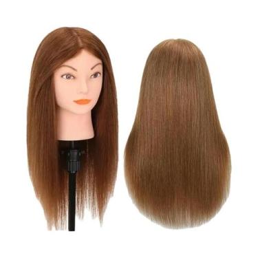 Imagem de Cabeça De Manequim Profissional 100% Cabelo Humano Para Treinamento De