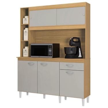 Imagem de Armário De Cozinha Compacta 140cm Parisi P11 Damasco/off White - Mpozenato