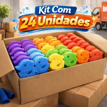 Imagem de Kit 24 Buchas de Banho Infantil Coloridas - Esponflora