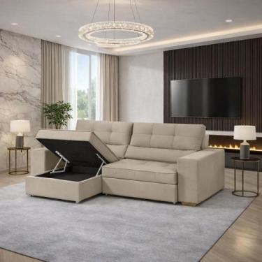 Imagem de Sofá Baú San Marino Retrátil e Reclinável 3 Lugares 250cm Veludo Sofat