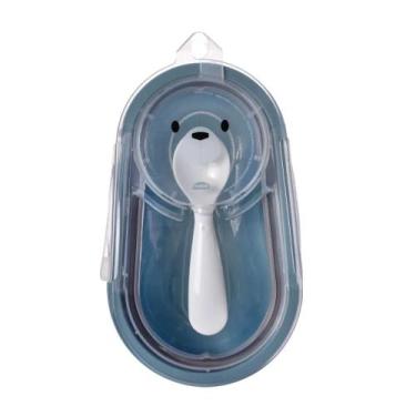 Imagem de Porta Papinha Hermetico Com Trava e Colher Urso Azul Plasutil 16628 - 