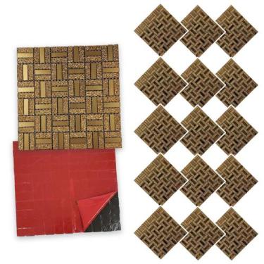 Imagem de Pastilha De Vidro Kit 15 Uni Autocolante Parede Cozinha Banheiro Decor