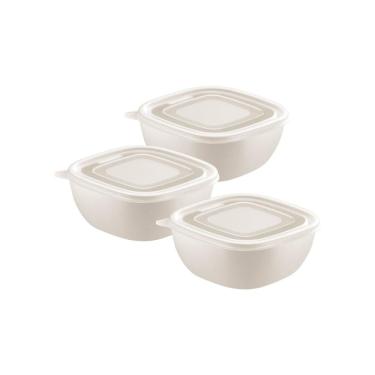 Imagem de Jogo de Potes Tramontina MixColor Polipropileno Bege 600 ml 3 Peças