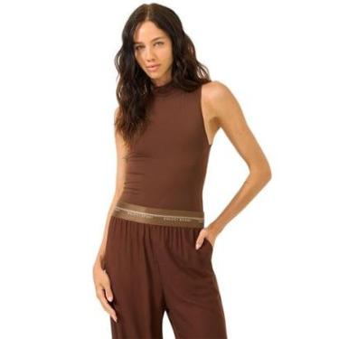 Imagem de Regata Colcci Slim Gola Alta Marrom Roccia Feminina-Feminino