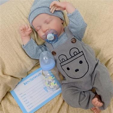 Imagem de QIYANER Boneca Bebe Reborn Silicone Realista,Bebe Reborn Realista Recem Nascido,Corpo Inteiro Silicone Vinil Macio 100% Artesanal Banhável Usar Roupas, Mamadeiras E Chupetas Menina,Menino