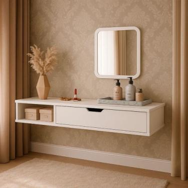 Imagem de Penteadeira Suspensa Camarim Escrivaninha Mesa Bancada Cantinho Maquia