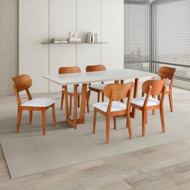 Imagem de Conjunto Mesa Grécia com 6 Cadeiras Madeira Maciça, Multilaminada e Es