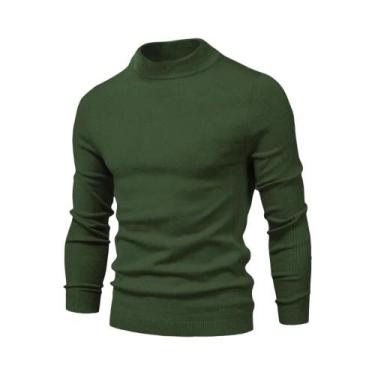 Imagem de Suéter Masculino De Inverno Grosso E Quente, Gola Alta Slim, Pulôver C