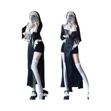 Imagem de Fantasia De Freira Negra Para Mulheres, Traje De Festa De Halloween, R