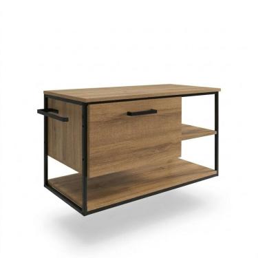 Imagem de Gabinete Banheiro Suspenso PlacaEPonto P1007 80cm MDP Sem Cuba Preto/Marrom