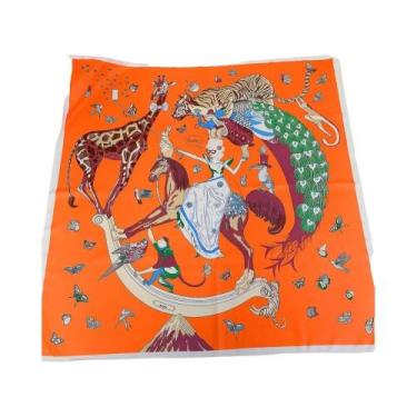 Imagem de Lenço De Seda Luxuoso Para Mulheres, Xale De Twill Com Acabamento Manu