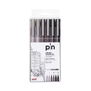 Imagem de Caneta Nanquim Uniball Pin Técnica Fine Line com 6 Unidades Graduações