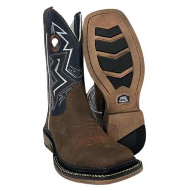 Imagem de Bota Texana Masculina Country Cano Médio Original Vimar Marrom Escuro 
