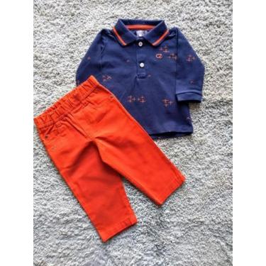 Imagem de Conjunto masculino polo marinho ml e calça sarja telha aviões club z, 