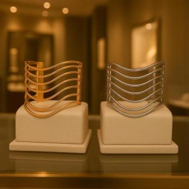 Imagem de Pulseira Bracelete Feminina Ondulada Em Aço Inox Elegante - LA SHOPP, 
