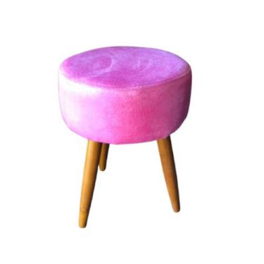 Imagem de Puff pé palito redondo cor Rosa - Rodrigo estofados 
