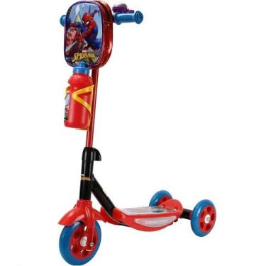 Imagem de Patinete Infantil 3 Rodas com Mochilinha e Garrafa Homem ARANHA BBR TO