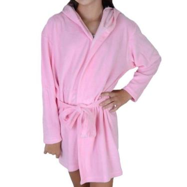 Imagem de Roupão Infantil Feminino TipTop Atoalhado Capuz ML Rosa, 04, Rosa
