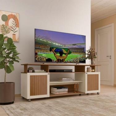 Imagem de Rack para TV Até 75 Polegadas Ipanema 2 Portas Cinamomo/Off White - Ar