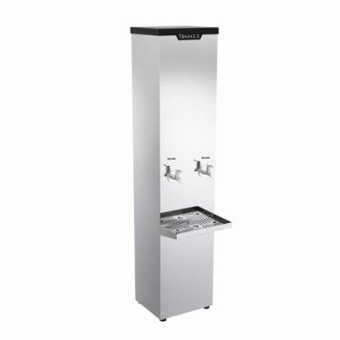 Imagem de Bebedouro Industrial Refrigerado Inox de Coluna 50l 2 Torneiras Gelada