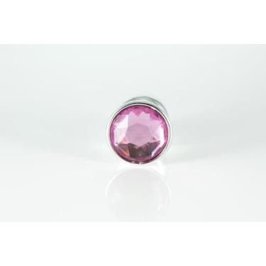 Imagem de Plug Anal de Metal Cromado com Joia  HARD Tamanho M Cor:Rosa, Rosa