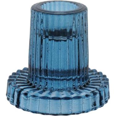 Imagem de CASTIÇAL DECORATIVO PORTA VELA HOME&CO VIDRO 6x6x6cm AZUL - Home & Co.