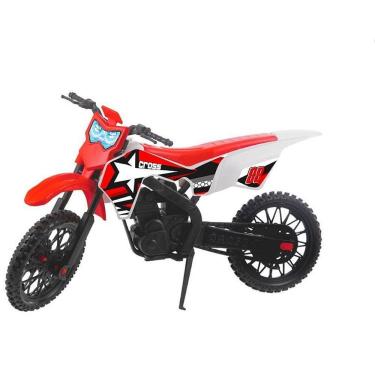 Imagem de Moto de Brinquedo Ultra Cross com Pezinho de Descanso em Polipropileno Azul Verde Vermelha e Amarela Kendy Brinquedos