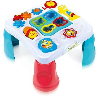 Imagem de Brinquedo Educativo Mesa Criativa com Som 8 Atividades Cachorrinho Anéis Engrenagens Branca Maral