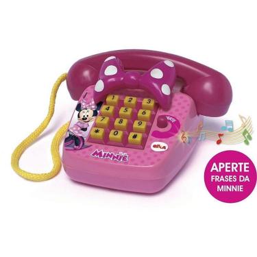 Imagem de Brinquedo Educativo Telefone Sonoro Minnie 3+ Anos com Frases Interativas Rosa Elka