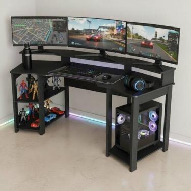 Imagem de Mesa Gamer ME4167 186,6cm Preto - Tecno Mobili