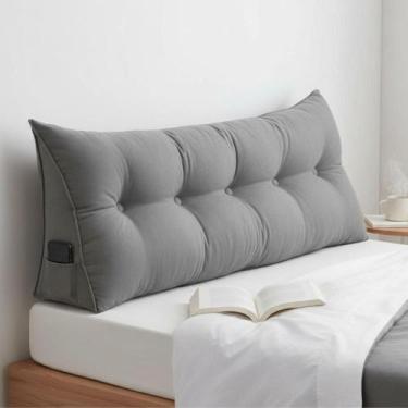 Imagem de Almofada Cabeceira Ana Cama Solteiro 90cm Suede Cinza Mz Decor - Mazze